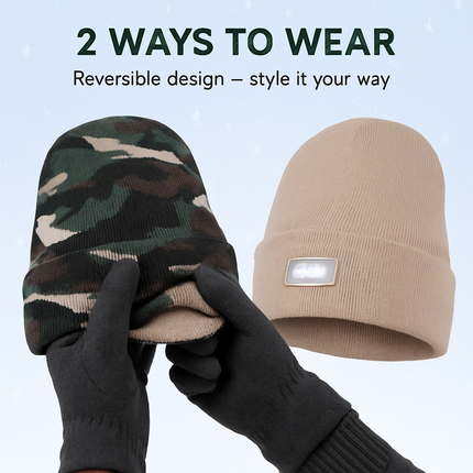 Unisex 5 LED Knitted Beanie Winter Warm Hat Camping Jogging Running Cap Headlamp