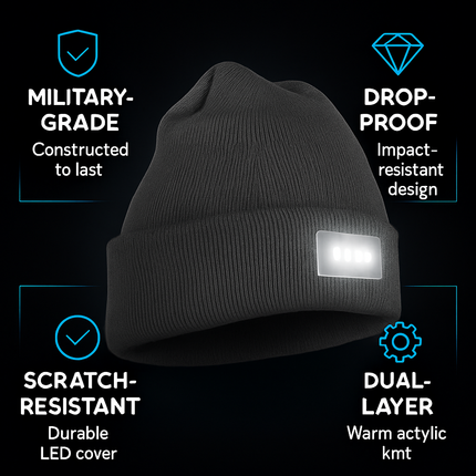 Unisex 5 LED Knitted Beanie Winter Warm Hat Camping Jogging Running Cap Headlamp