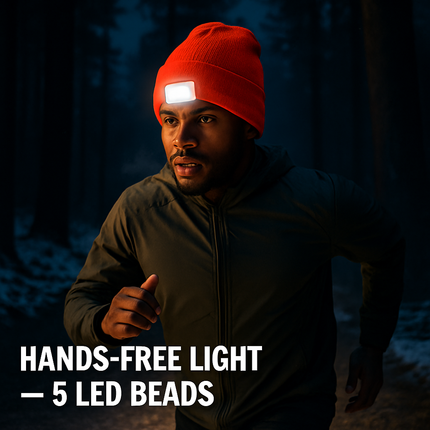 Unisex 5 LED Knitted Beanie Winter Warm Hat Camping Jogging Running Cap Headlamp