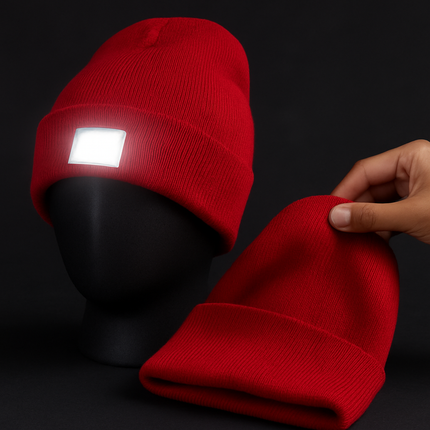 Unisex 5 LED Knitted Beanie Winter Warm Hat Camping Jogging Running Cap Headlamp