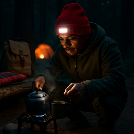 Unisex 5 LED Knitted Beanie Winter Warm Hat Camping Jogging Running Cap Headlamp
