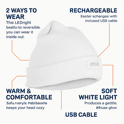 Unisex 5 LED Knitted Beanie Winter Warm Hat Camping Jogging Running Cap Headlamp