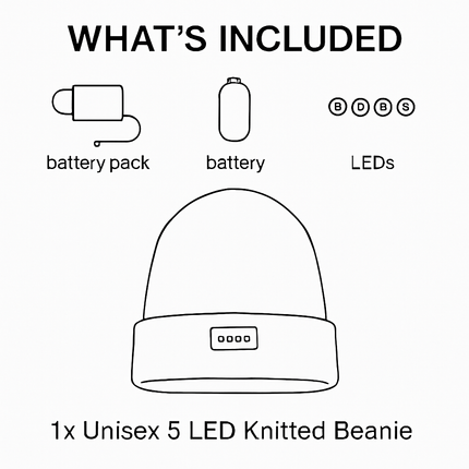 Unisex 5 LED Knitted Beanie Winter Warm Hat Camping Jogging Running Cap Headlamp