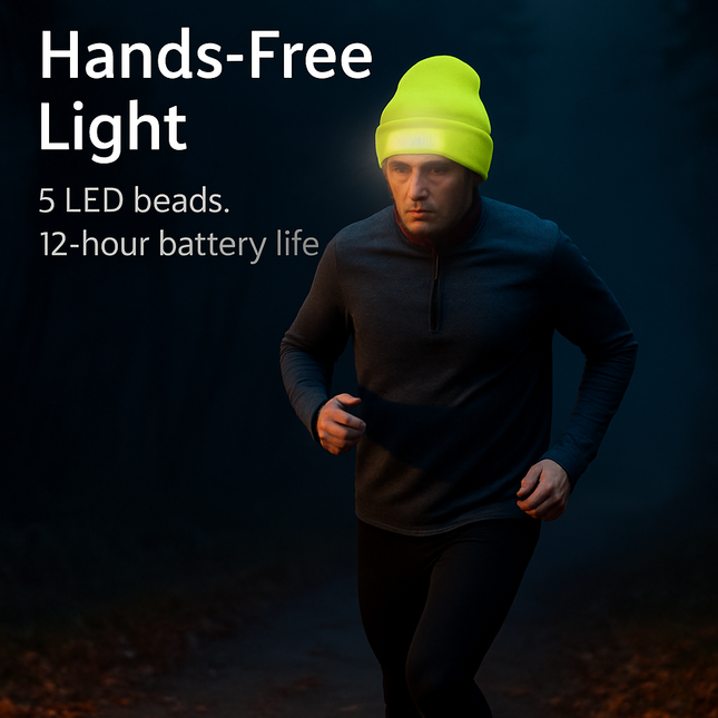 Unisex 5 LED Knitted Beanie Winter Warm Hat Camping Jogging Running Cap Headlamp