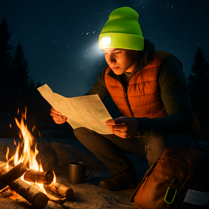 Unisex 5 LED Knitted Beanie Winter Warm Hat Camping Jogging Running Cap Headlamp