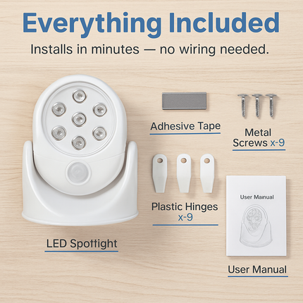 Wireless LED Spotlight 90 ° Motion Sensor Night Lamp 360°Rotate Cordless Stairs Lights Battery Operated w/23ft Sensing Range for Closet Bathroom