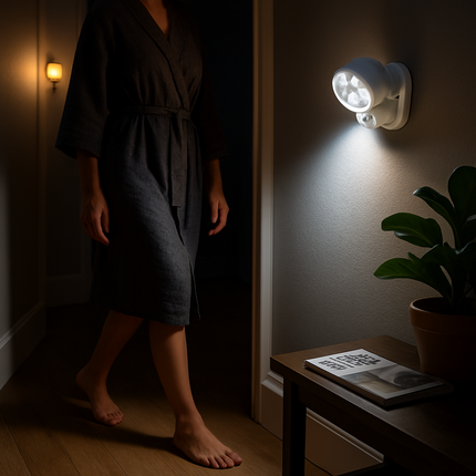 Wireless LED Spotlight 90 ° Motion Sensor Night Lamp 360°Rotate Cordless Stairs Lights Battery Operated w/23ft Sensing Range for Closet Bathroom