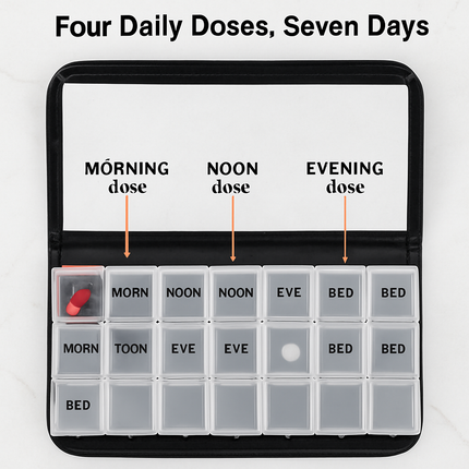 Weekly Pill Organizer in PU Leather Case - 7-Day