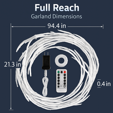 Lighted Birch Garland with Timer, 8 Modes, Outdoor