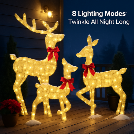 2D Lighted Christmas Deer Family Set (Indoor/Outdoor)