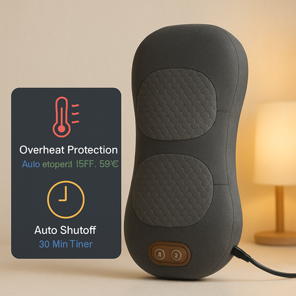 3 In 1 Electric Lumbar Massager Support Pillow Plug-in Memory Foam Lower Back Massager with Heat Vibration Airbag Stretching Adapter for Pain Relief