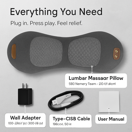 3 In 1 Electric Lumbar Massager Support Pillow Plug-in Memory Foam Lower Back Massager with Heat Vibration Airbag Stretching Adapter for Pain Relief