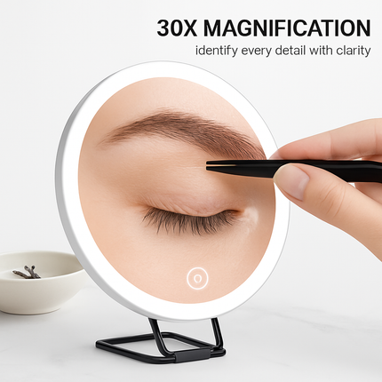 30X Magnifying Mirror with Light Travel Makeup Mirror