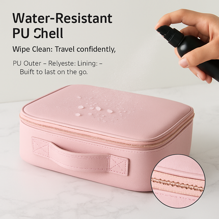 Travel Makeup Bag with LED Mirror and Adjustable Dividers