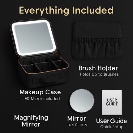Travel Makeup Bag with LED Mirror and Adjustable Dividers