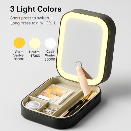 Portable Travel Makeup Bag with LED Mirror