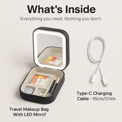 Portable Travel Makeup Bag with LED Mirror
