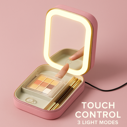 Portable Travel Makeup Bag with LED Mirror