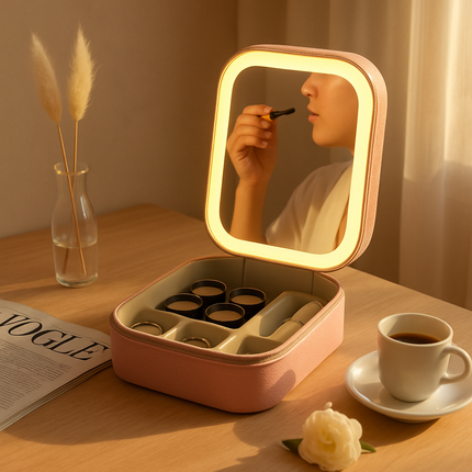 Portable Travel Makeup Bag with LED Mirror