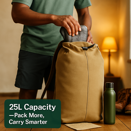 Canvas Backpack Outdoors 25L Travel Bag for Camping Trips