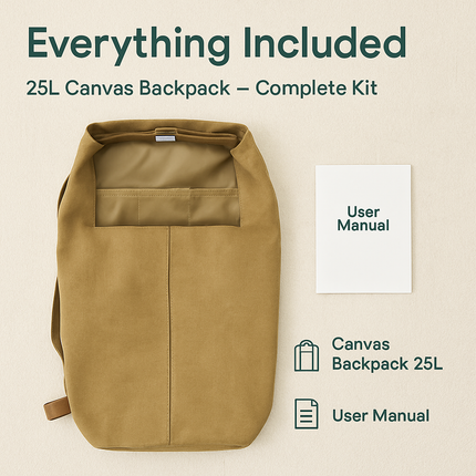 Canvas Backpack Outdoors 25L Travel Bag for Camping Trips