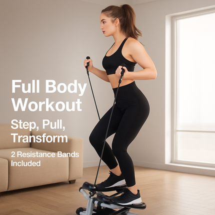 Compact Stepper with Resistance Bands for Home Workout