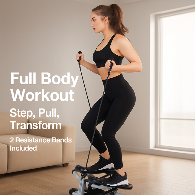 Compact Stepper with Resistance Bands for Home Workout