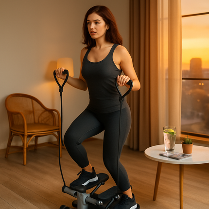 Compact Stepper with Resistance Bands for Home Workout