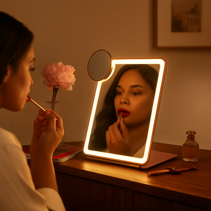 Folding Travel Makeup Mirror with Magnification