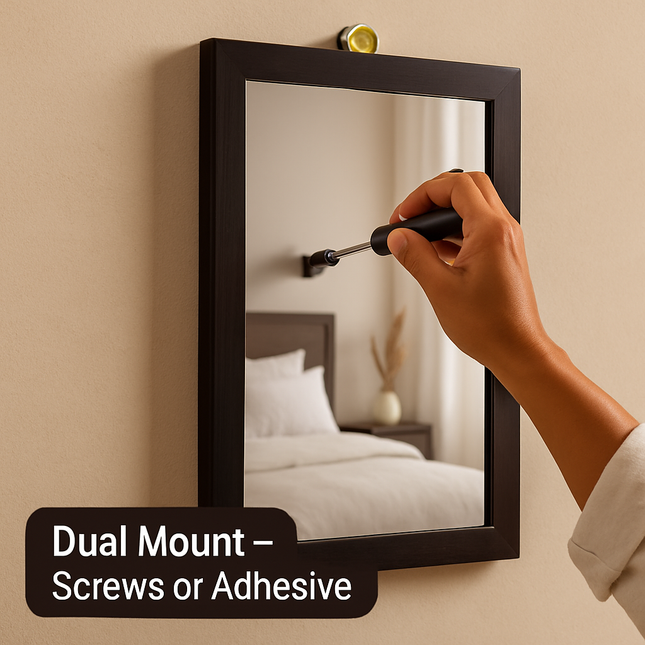 Wall Mount Mirror with Wood-Like Frame, Rectangular