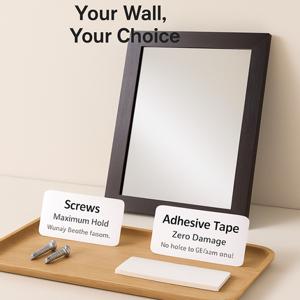 Wall Mount Mirror with Wood-Like Frame, Rectangular