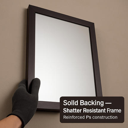 Wall Mount Mirror with Wood-Like Frame, Rectangular