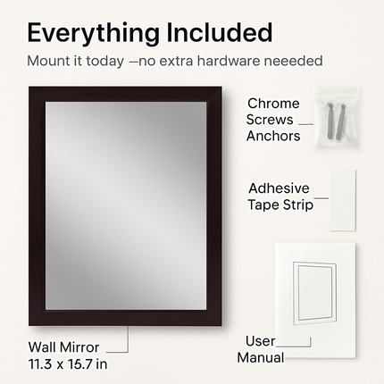 Wall Mount Mirror with Wood-Like Frame, Rectangular