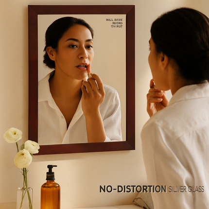Wall Mount Mirror with Wood-Like Frame, Rectangular