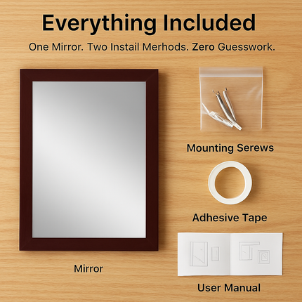 Wall Mount Mirror with Wood-Like Frame, Rectangular