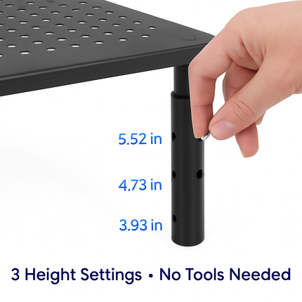 Monitor Stand Riser - 3 Height Adjustable Desk Organizer
