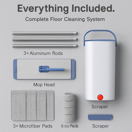 Mop Bucket with Wringer Set for Flat Floors - 3 Pads
