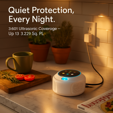 360° Ultrasonic Mice Repellent Indoor Rodent Repeller Rat Squirrel Rodent Chaser with 3 Modes 2 Strobe Lights for Kitchen Warehouse