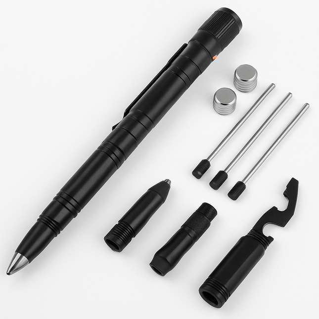 Tactical Pen Gear Set with 11-in-1 Tools & LED Light