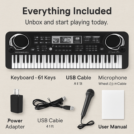 61 Keys Digital Keyboard with Microphone for Beginners