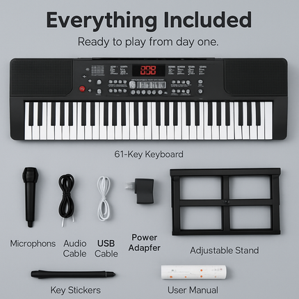 61 Keys Digital Music Keyboard with Stand
