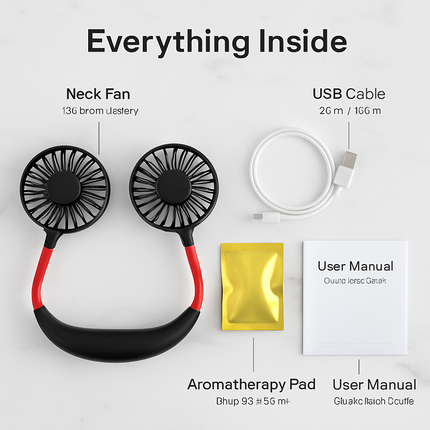 Neck Hanging Fan with Aromatherapy USB Rechargeable