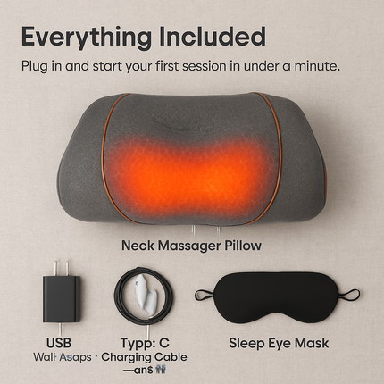 3-in-1 Neck Massager Pillow Ergonomic Massager with Heating Vibration Air Compression 30Min Timer for Neck Back Shoulder Pain Relief