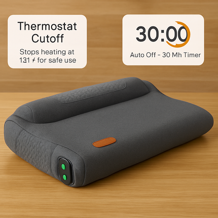 Neck Massager Pillow Ergonomic Massager Memory Foam Pillow with 3-Level Heating 3-Intensity Vibration 30Min Timer for Neck Back Shoulder Pain Relief