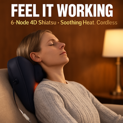 Cordless Neck Massager Pillow with Heat and Shiatsu