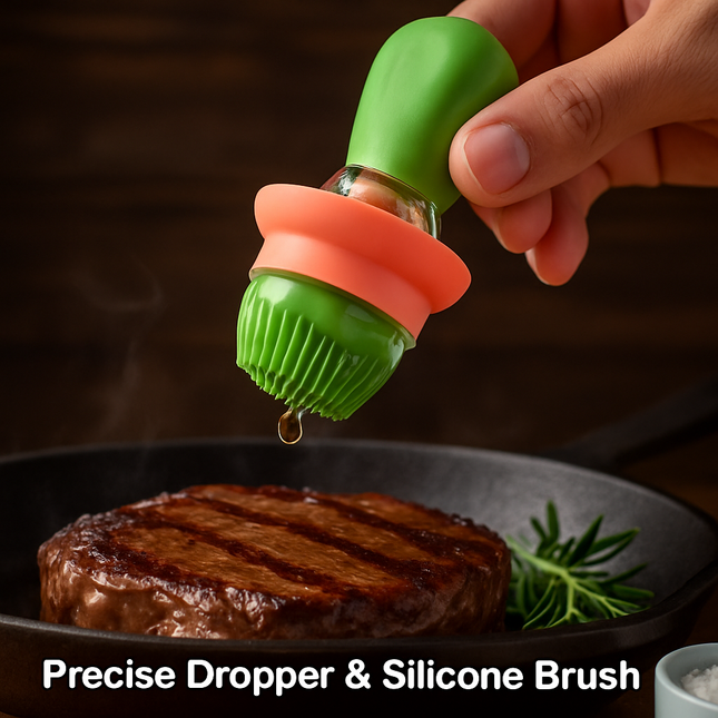 Oil Dispenser Bottle 2-in-1 with Dropper & Brush