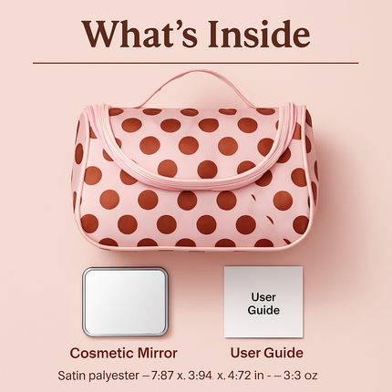 Travel Makeup Bag with Mirror - Compact Organizer