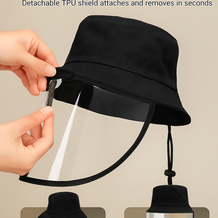 Fishman Hat Protective Face Shield Removable Sun Bucket Cap Face Cover Protect Against UV Spitting Saliva Dust Wind