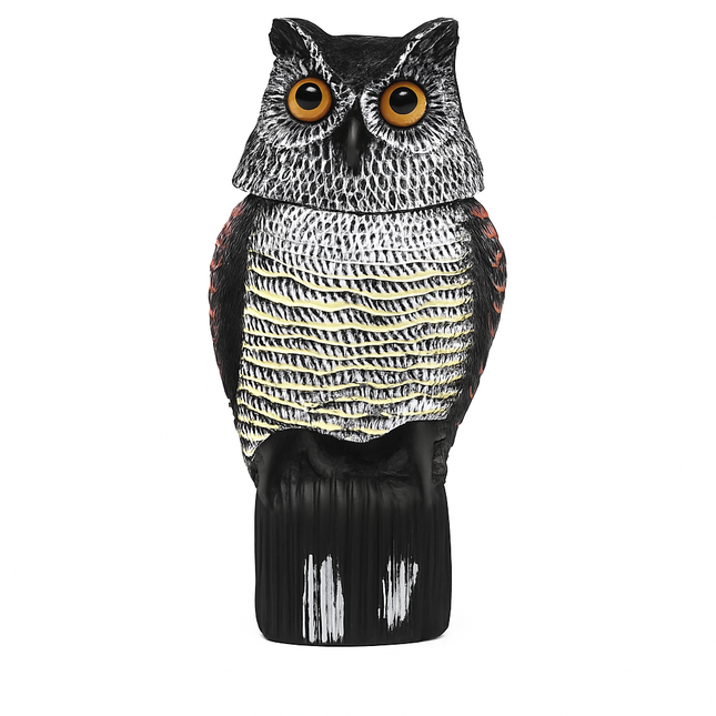 Owl Decoy with Rotatable Head for Bird and Squirrel Control