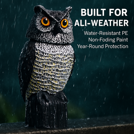 Owl Decoy with Rotatable Head for Bird and Squirrel Control